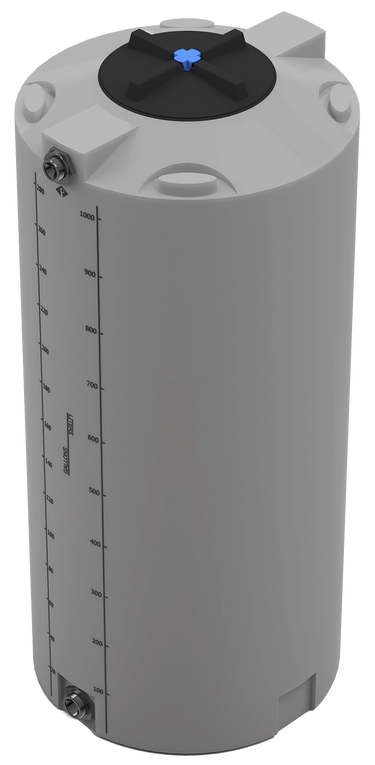 300 GAL PROCHEM® POTABLE WATER TANK W/BULKHEAD FITTINGS - LPE 1.0 FDA - DK GRAY - DIA 35
